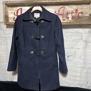 NAUTICA Wool Blend Peacoat SINGLE BREASTED Women Size M Navy Blue Sailor